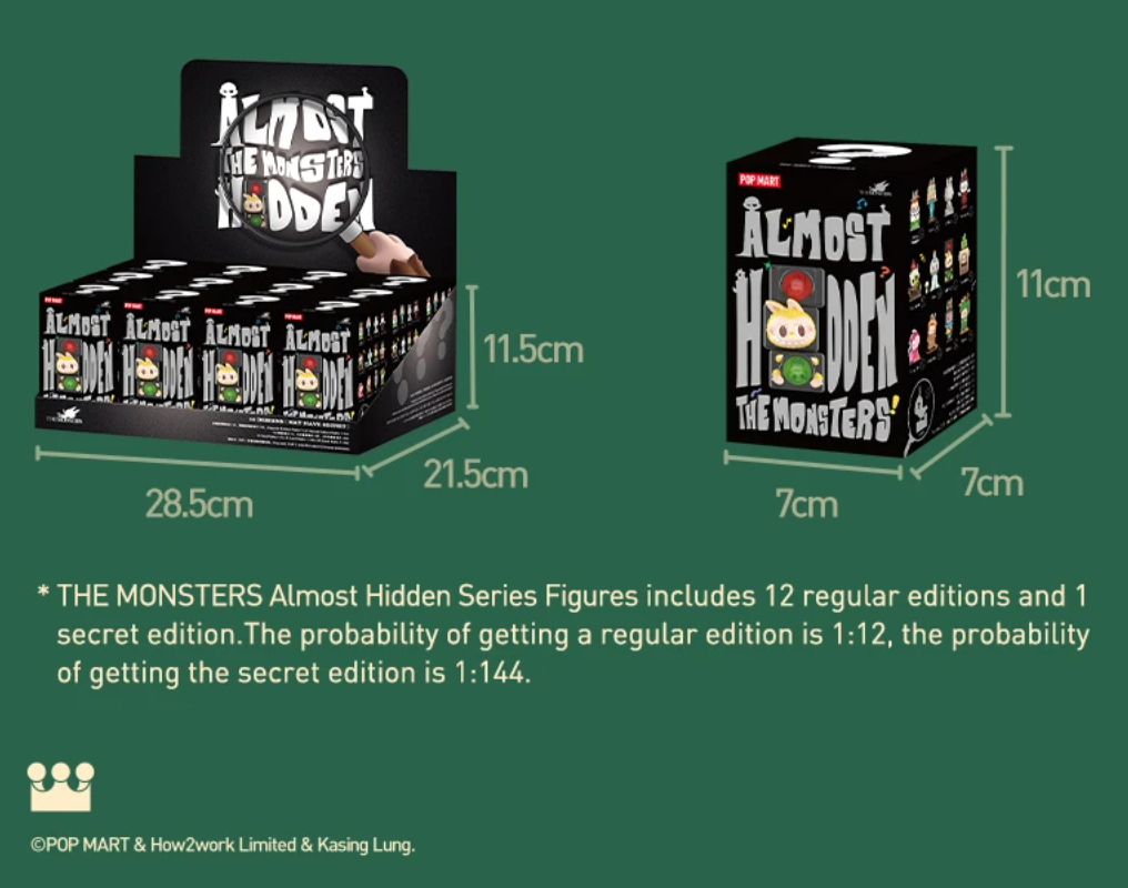 POP MART THE MONSTERS Labubu Almost Hidden Series (1st of set 12st) Mystery Box van Kasing Lung POPMART Blind Box (100% POP MART Origineel)
