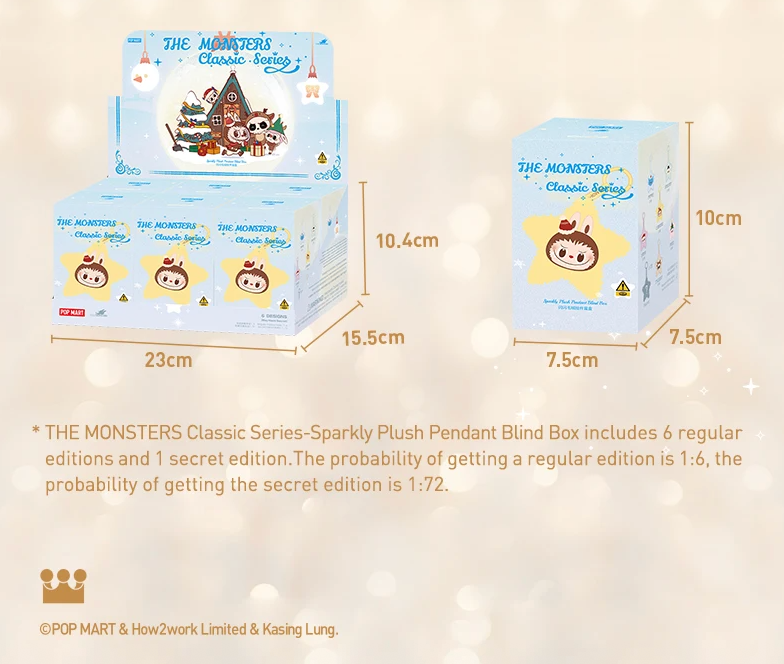 POP MART THE MONSTERS LABUBU Classic Series-Sparkly Plush Pendant Blind Box (100% POP MART Origineel)
